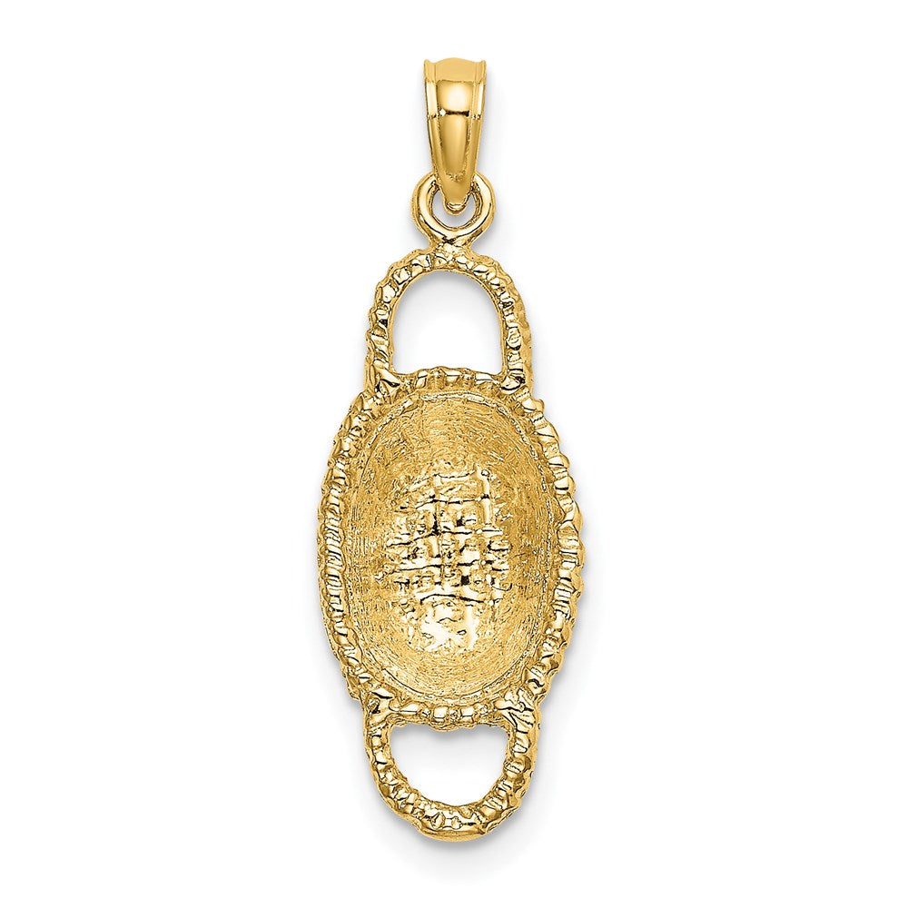 14K Gelbgold 3-D Ovaler Korb-Charm mit 2 Henkeln