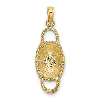 14K Gelbgold 3-D Ovaler Korb-Charm mit 2 Henkeln