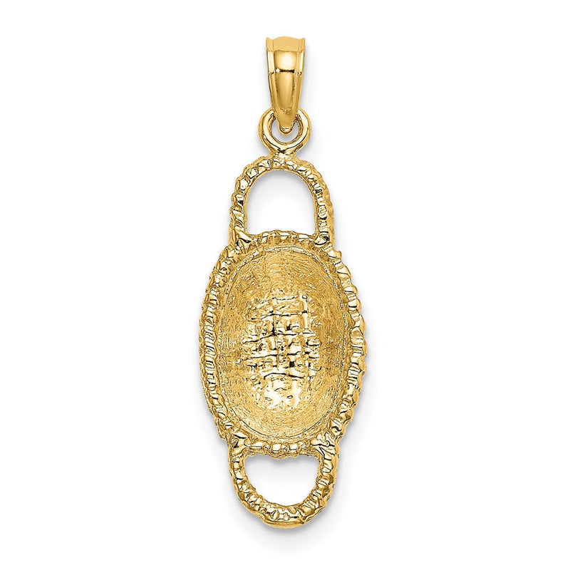 14K Gelbgold 3-D Ovaler Korb-Charm mit 2 Henkeln