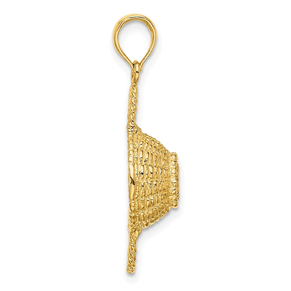 14 Karat Gelbgold 3-D Rundkorb-Charm mit 2 Henkeln