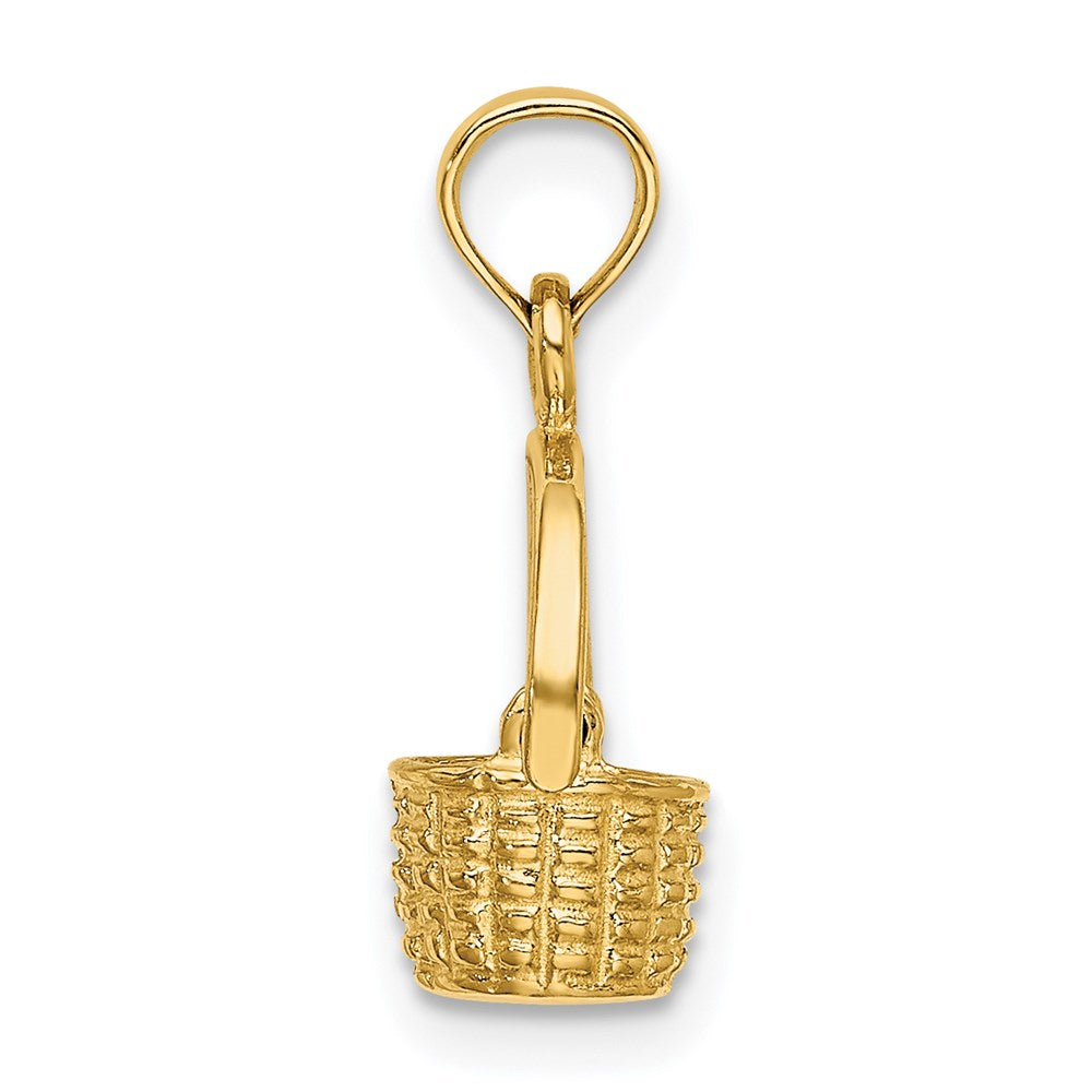 14K Gelbgold 3-d Beweglich Handle Korb Charm