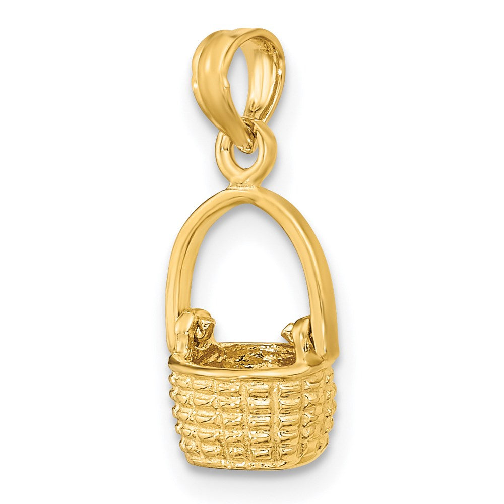 14K Gelbgold 3-d Beweglich Handle Korb Charm