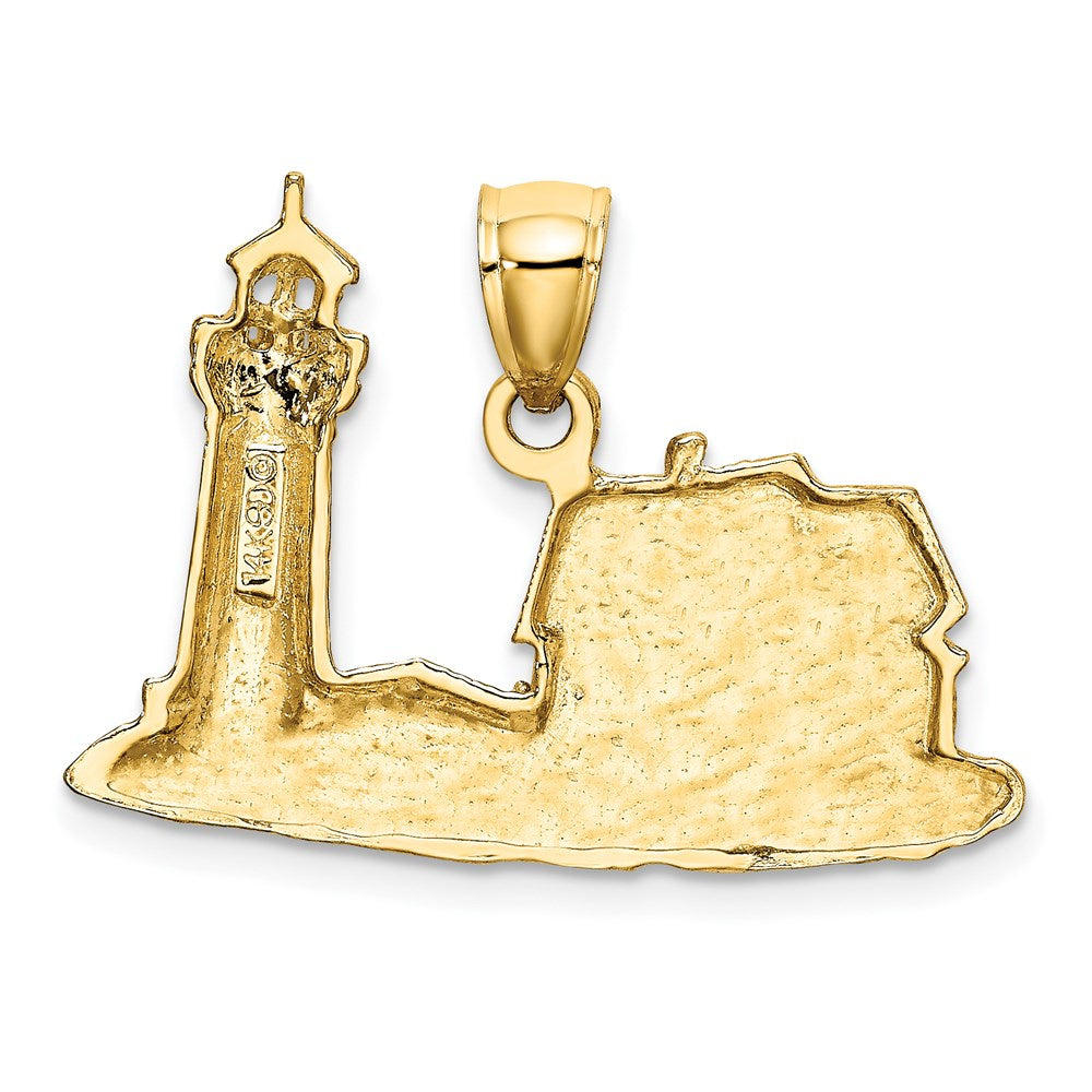 14K Gelbgold Nubble-Leuchtturm-Charm, 2-D