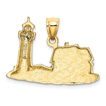 14K Gelbgold Nubble-Leuchtturm-Charm, 2-D