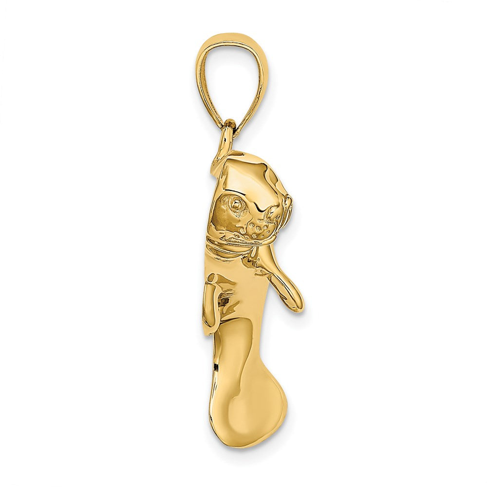 14K Gelbgold 2-D Polierter Schwimmender Manati-Charm