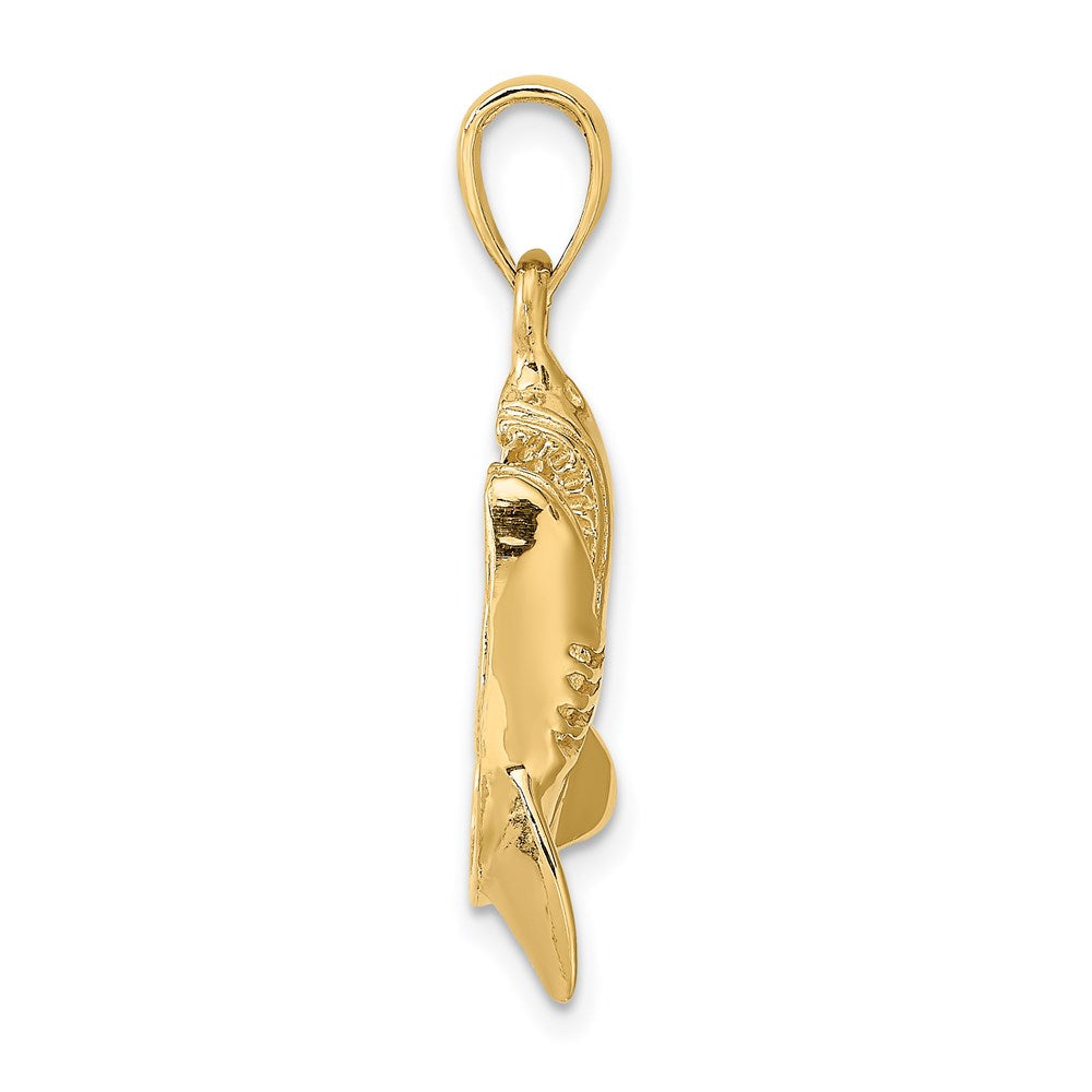 14k Gelbgold 2-D Polierter Hai-Charm