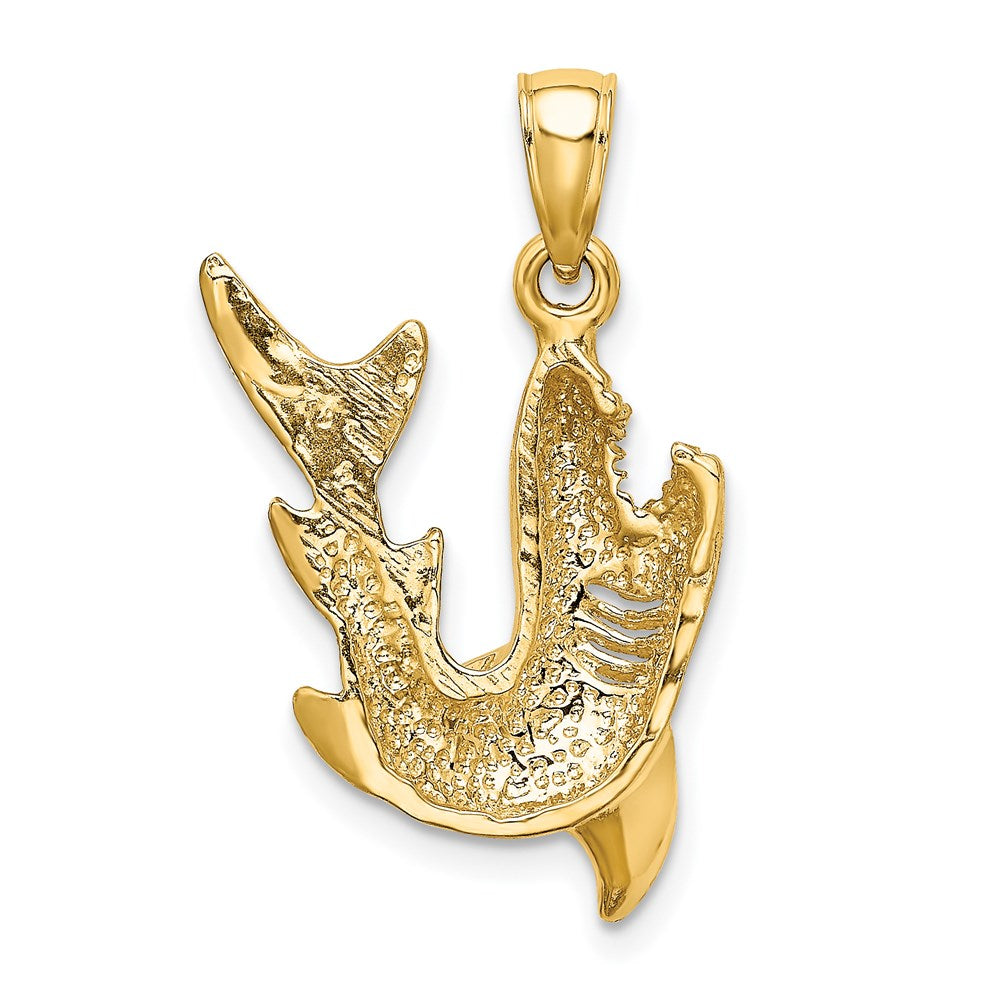 14k Gelbgold 2-D Polierter Hai-Charm