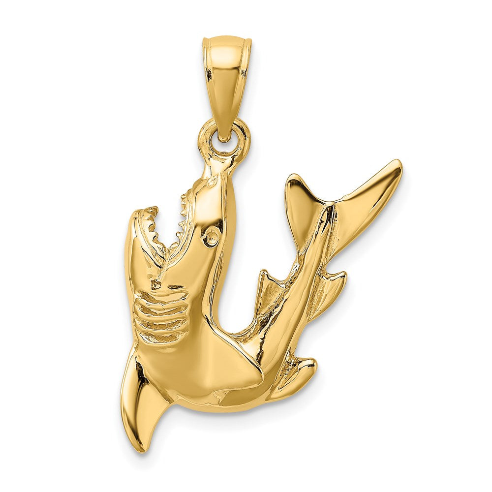 14k Gelbgold 2-D Polierter Hai-Charm
