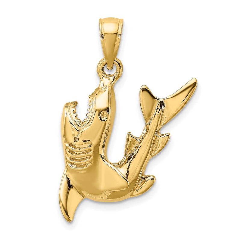 14k Gelbgold 2-D Polierter Hai-Charm