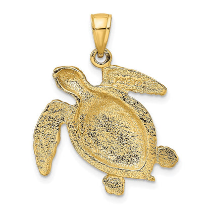 14K Gelbgold Schwimmende-Meeresschildkröte-Charm