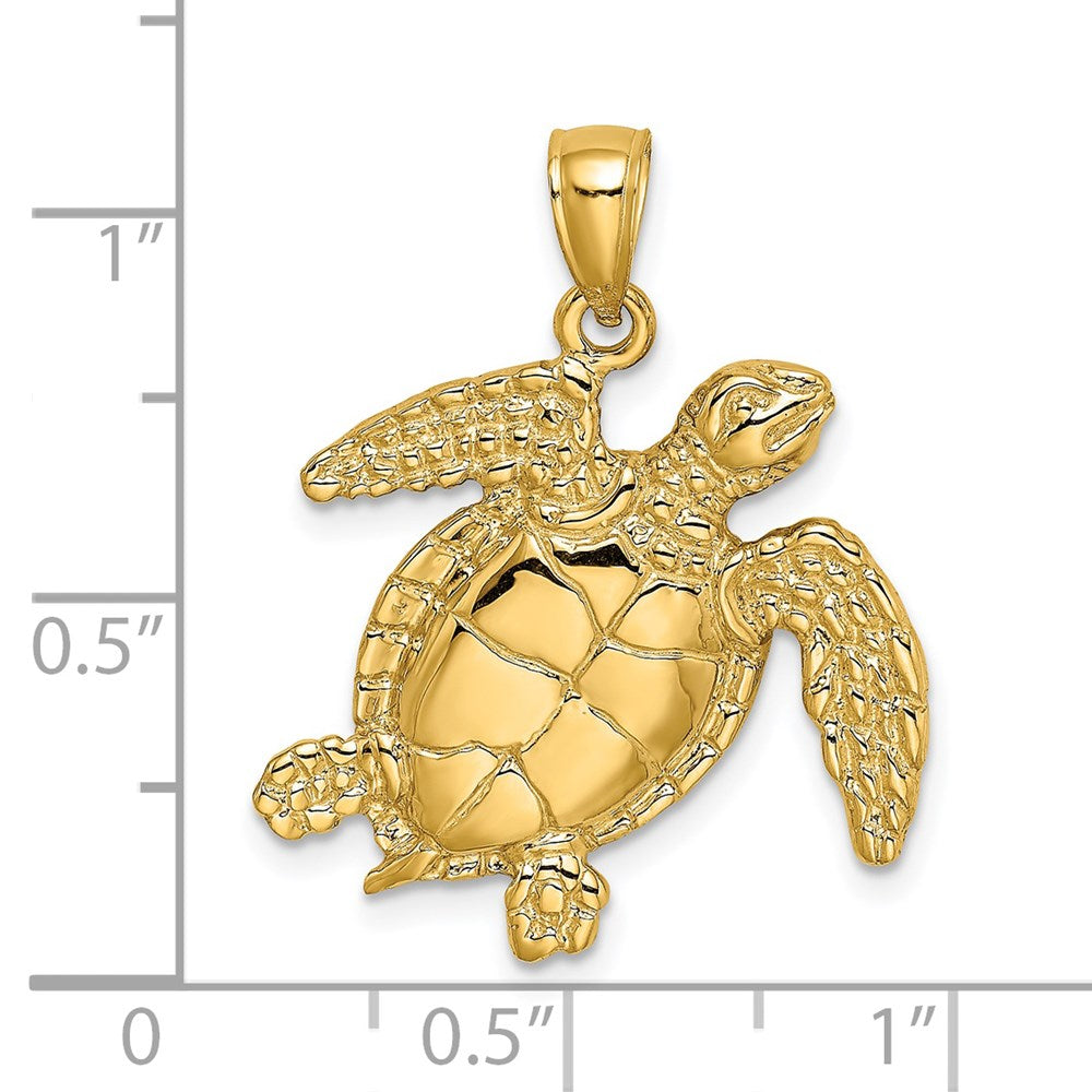 14K Gelbgold Schwimmende-Meeresschildkröte-Charm