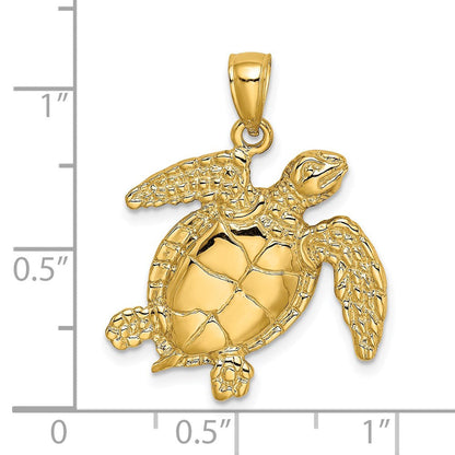 14K Gelbgold Schwimmende-Meeresschildkröte-Charm