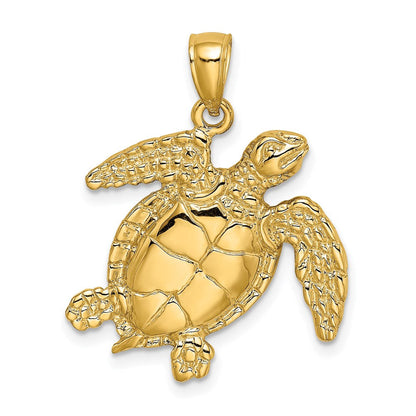 14K Gelbgold Schwimmende-Meeresschildkröte-Charm