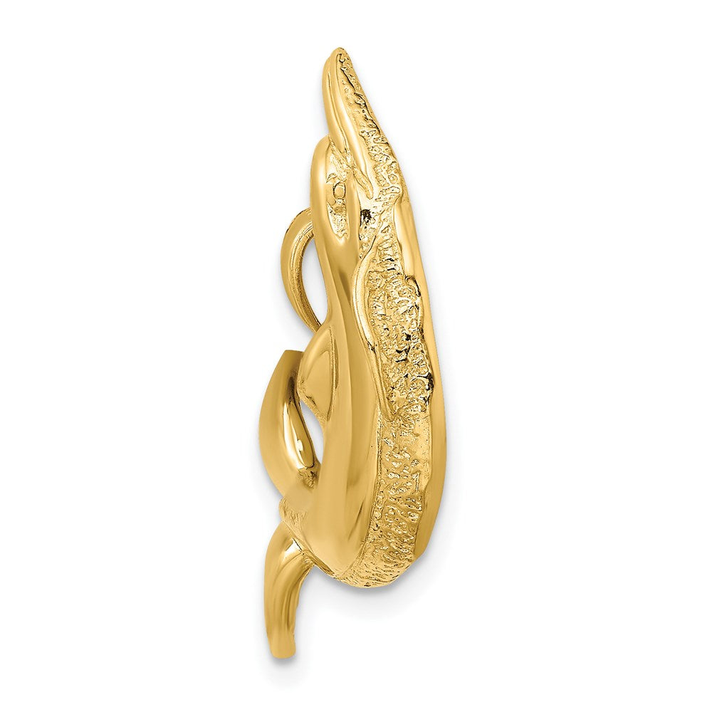 14 Karat Gelbgold Delfin-Charm, poliert und strukturiert