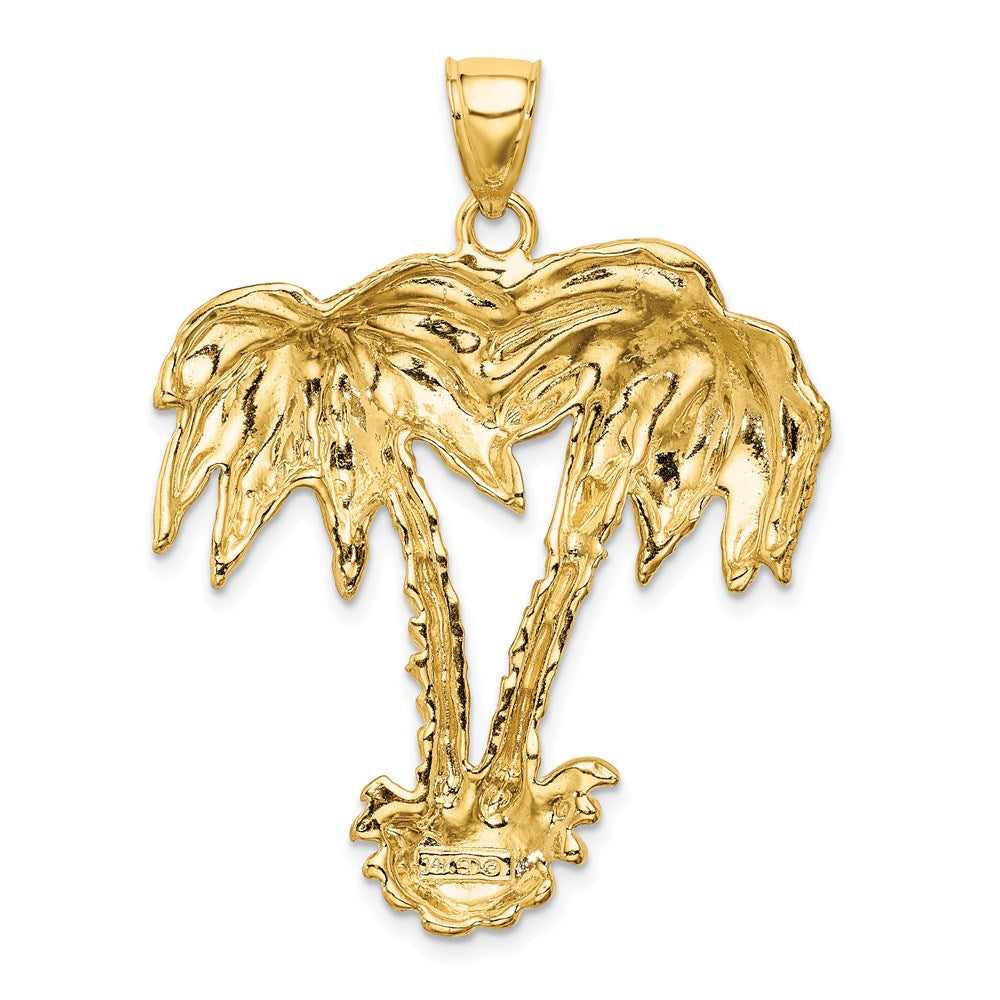 14K Gelbgold 2-D Doppel-Palmen-Charm