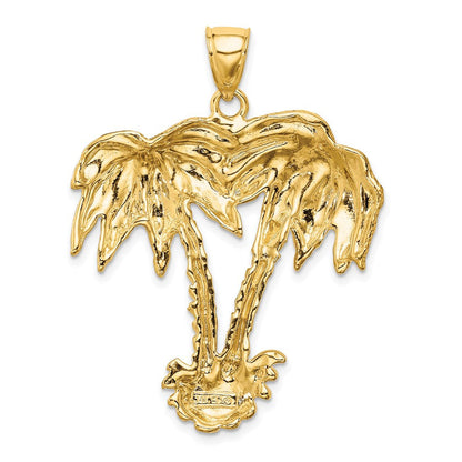 14K Gelbgold 2-D Doppel-Palmen-Charm