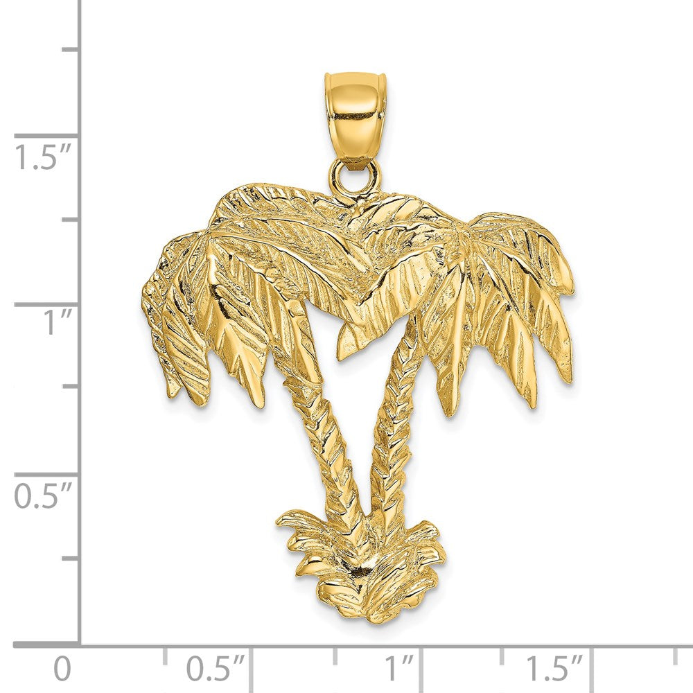 14K Gelbgold 2-D Doppel-Palmen-Charm
