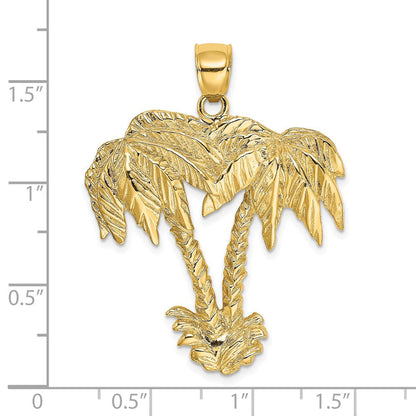 14K Gelbgold 2-D Doppel-Palmen-Charm
