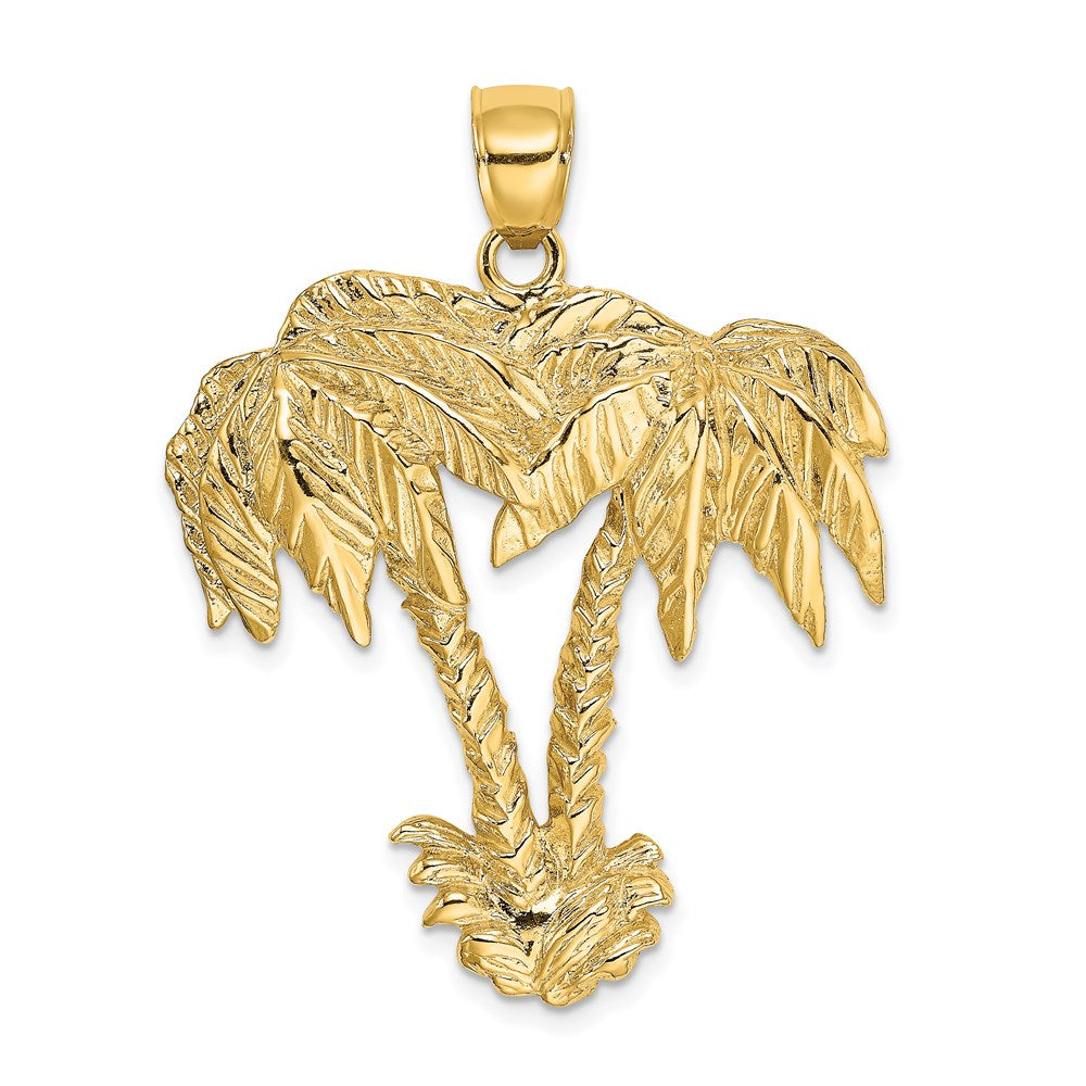 14K Gelbgold 2-D Doppel-Palmen-Charm