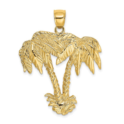 14K Gelbgold 2-D Doppel-Palmen-Charm