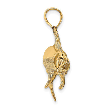 14K Gelbgold 3-D Poliert/Satin Schwertfisch-Charm