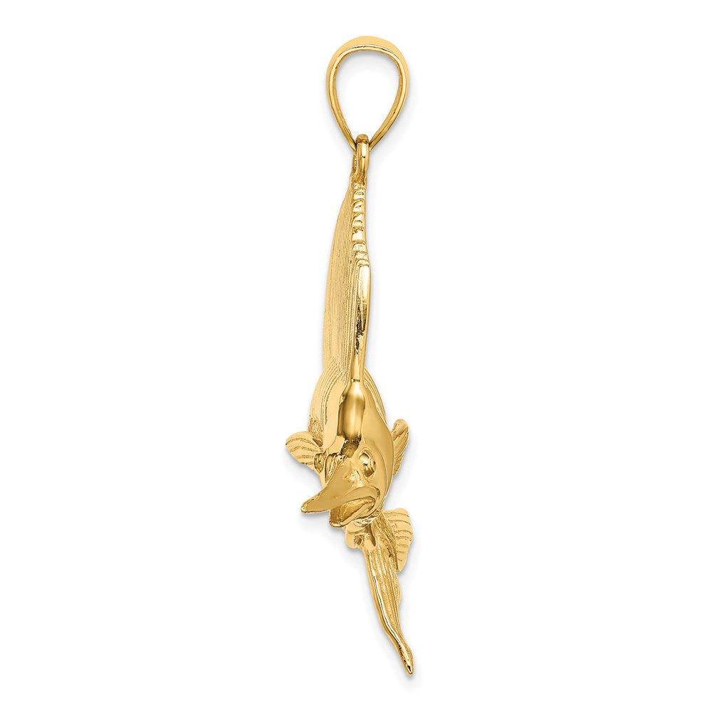 14K Gelbgold 3-D Poliert/Satin Segelfisch-Charm