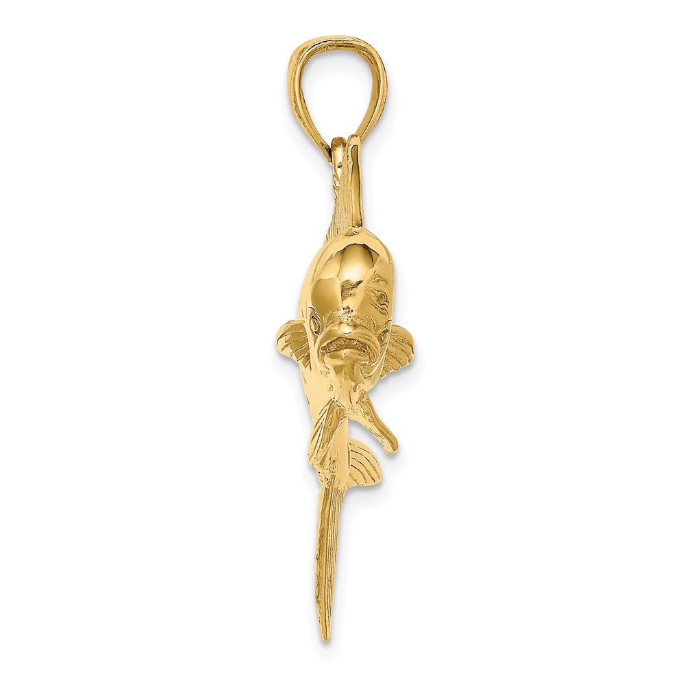 14 Karat Gelbgold 3-D Dorado (Mahi-Mahi) Charm