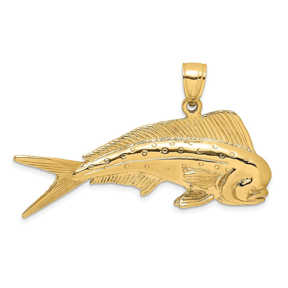 14 Karat Gelbgold 3-D Dorado (Mahi-Mahi) Charm