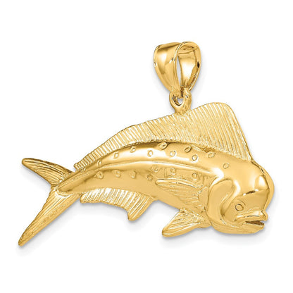 14 Karat Gelbgold 3-D Dorado (Mahi-Mahi) Charm