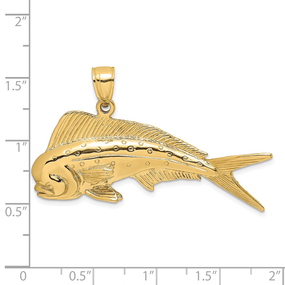 14 Karat Gelbgold 3-D Dorado (Mahi-Mahi) Charm