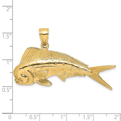 14 Karat Gelbgold 3-D Dorado (Mahi-Mahi) Charm