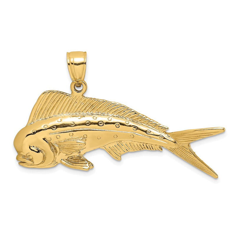 14 Karat Gelbgold 3-D Dorado (Mahi-Mahi) Charm