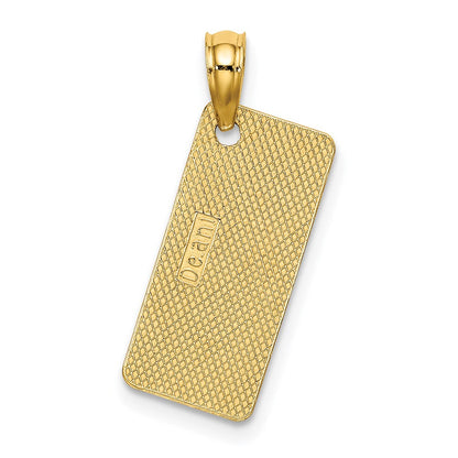 14K Gelbgold Texture Klein Ocean City, New Trikot License Platte Charm