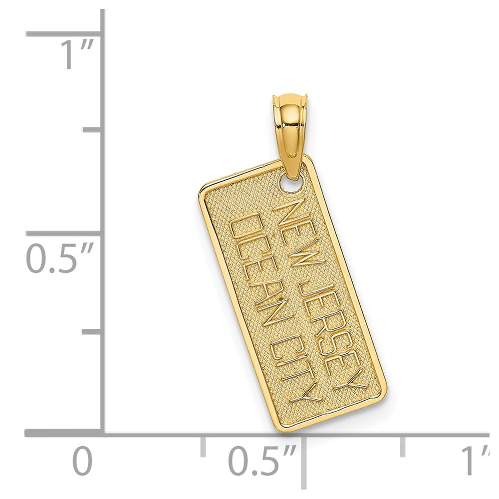 14K Gelbgold Texture Klein Ocean City, New Trikot License Platte Charm