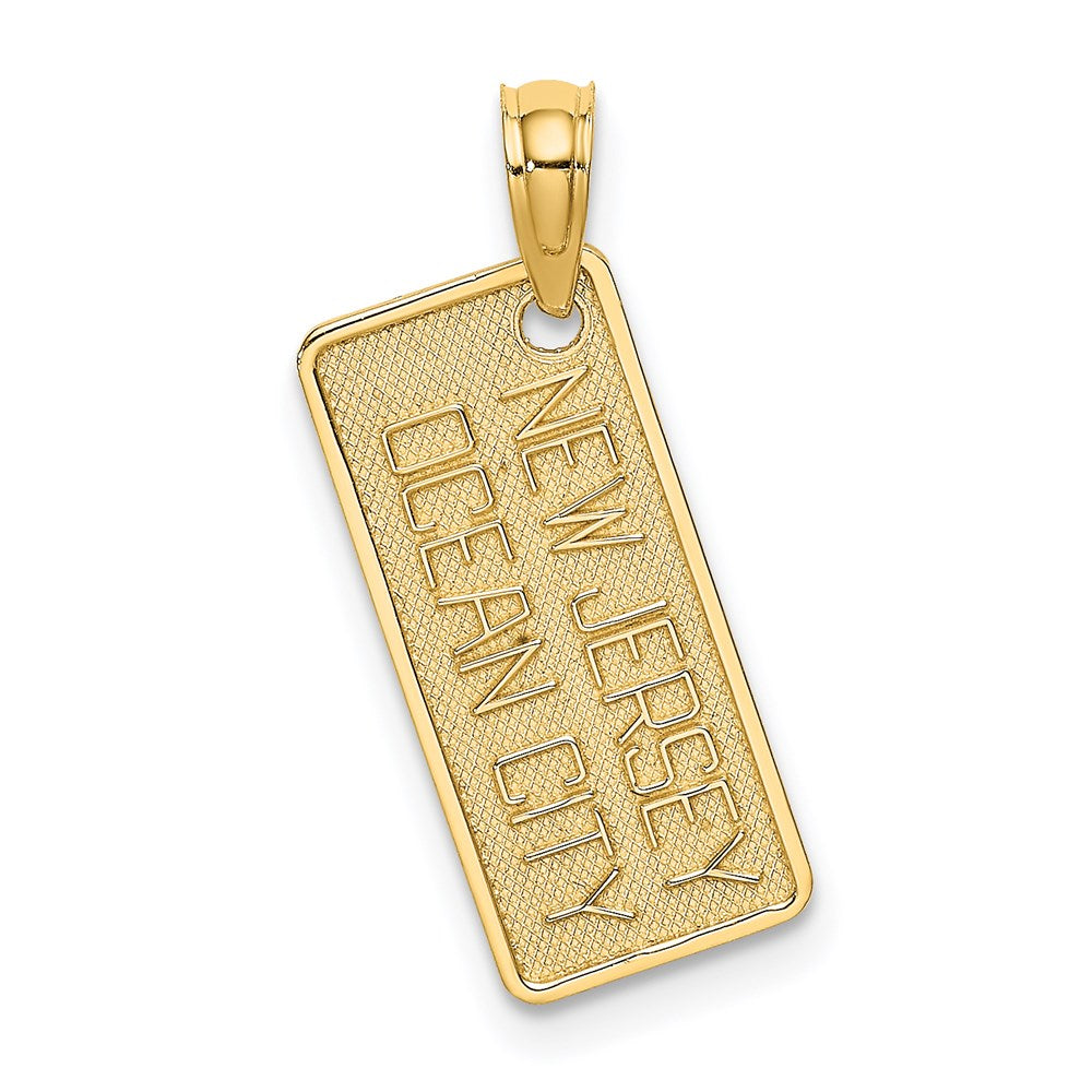 14K Gelbgold Texture Klein Ocean City, New Trikot License Platte Charm