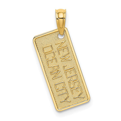 14K Gelbgold Texture Klein Ocean City, New Trikot License Platte Charm