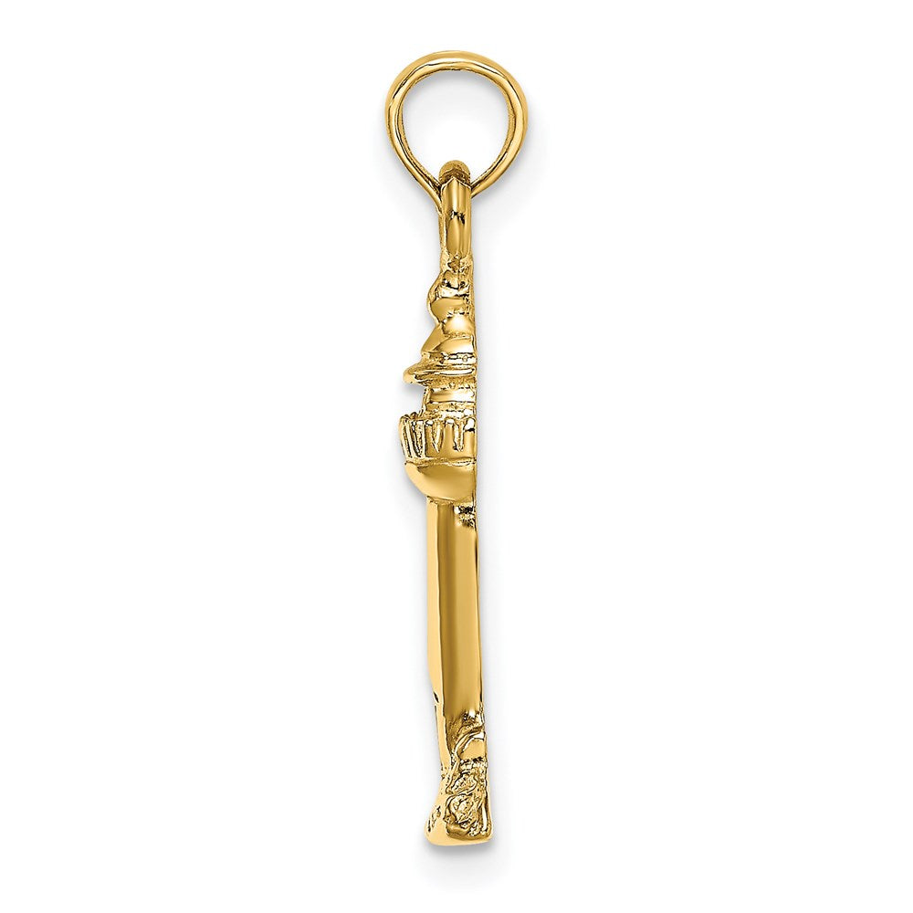 14K Gelbgold 2-d Poliert und Strukturiert Leuchtturm Charm