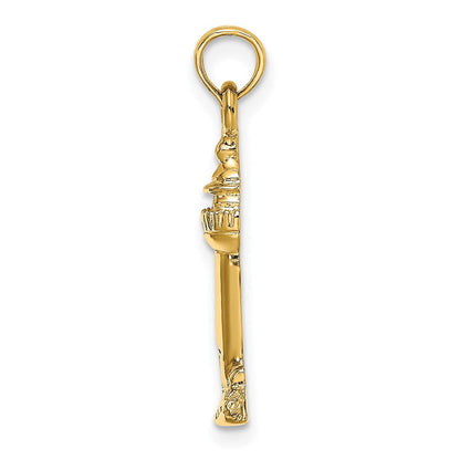 14K Gelbgold 2-d Poliert und Strukturiert Leuchtturm Charm
