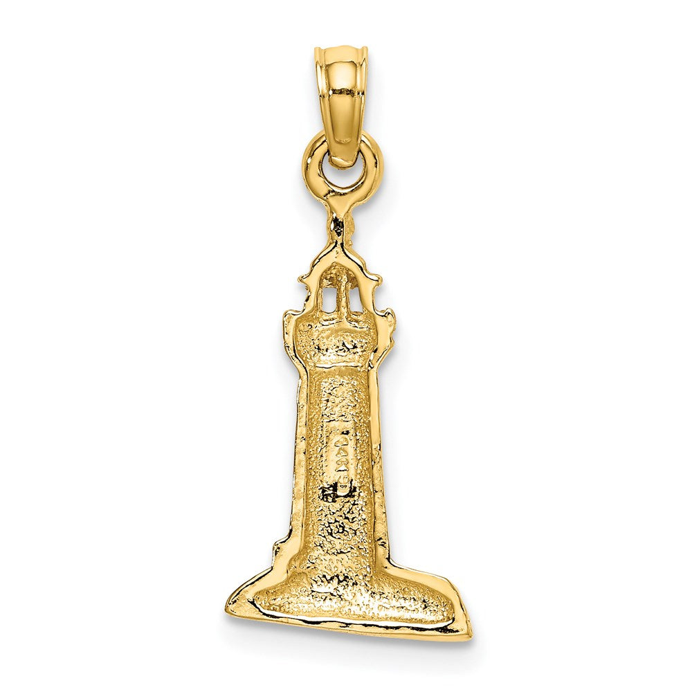 14K Gelbgold 2-d Poliert und Strukturiert Leuchtturm Charm