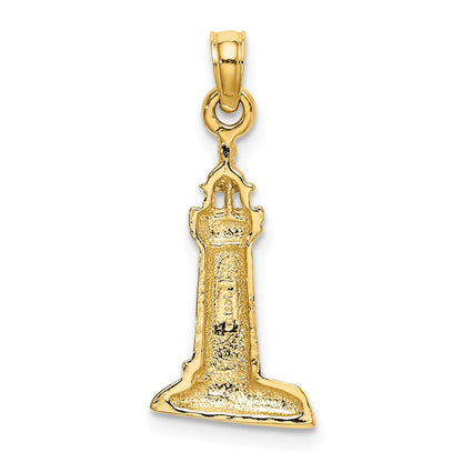 14K Gelbgold 2-d Poliert und Strukturiert Leuchtturm Charm