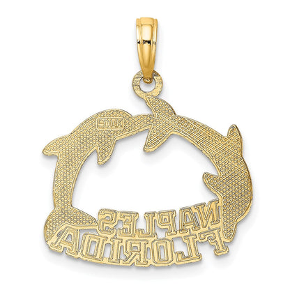 14K Gelbgold NAPLES FLORIDA Charm mit springenden Delfinen