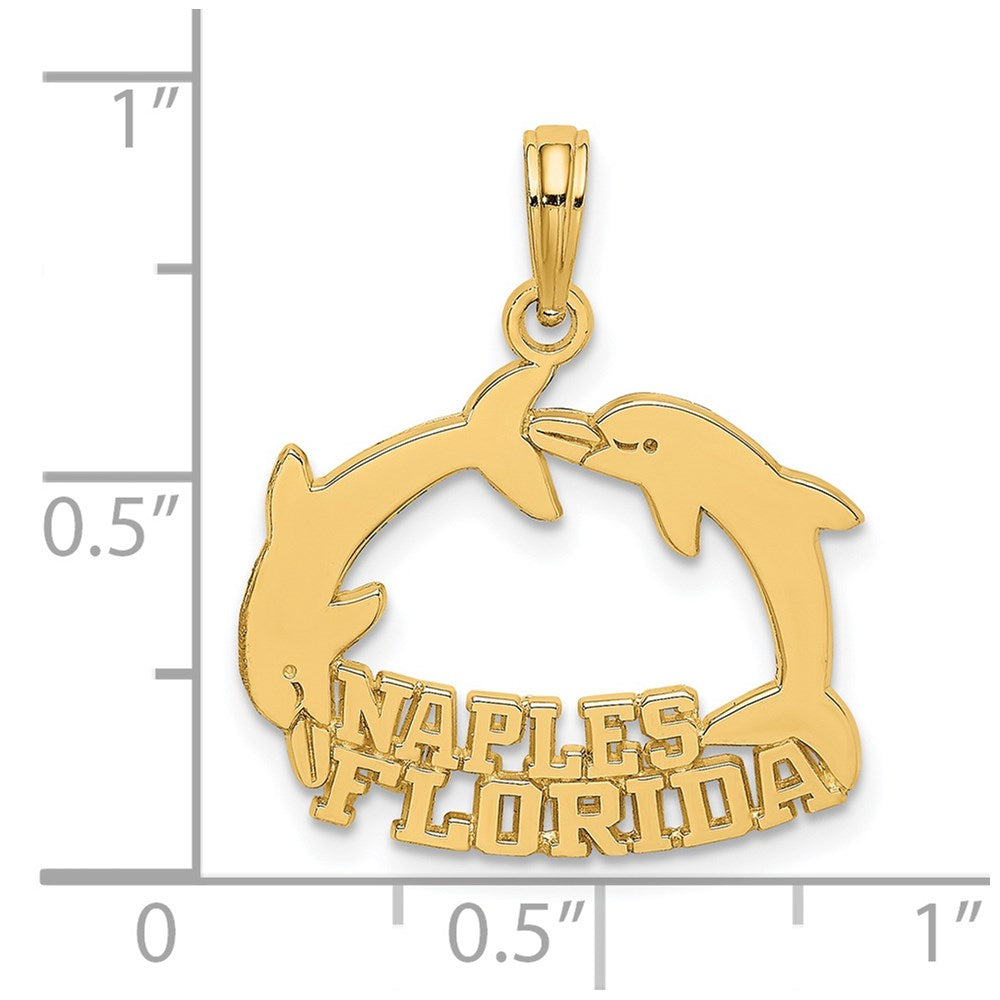 14K Gelbgold NAPLES FLORIDA Charm mit springenden Delfinen