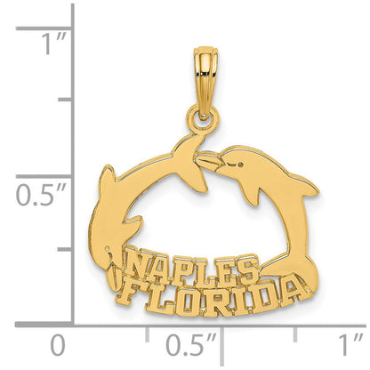 14K Gelbgold NAPLES FLORIDA Charm mit springenden Delfinen