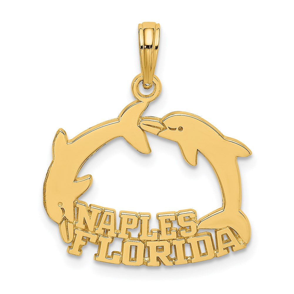 14K Gelbgold NAPLES FLORIDA Charm mit springenden Delfinen