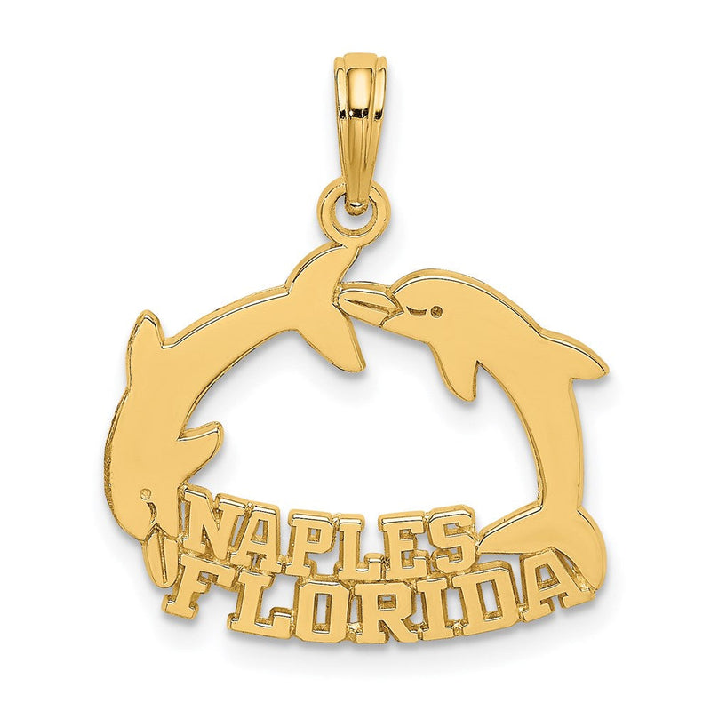 14K Gelbgold NAPLES FLORIDA Charm mit springenden Delfinen
