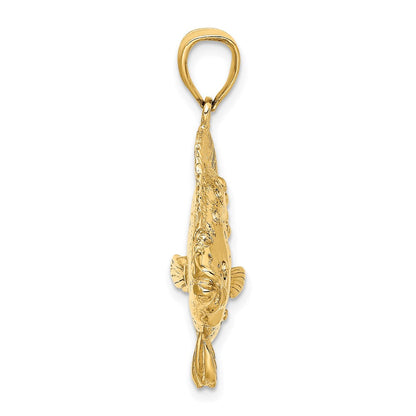14K Gelbgold 3-D Flunder-Fisch-Charm