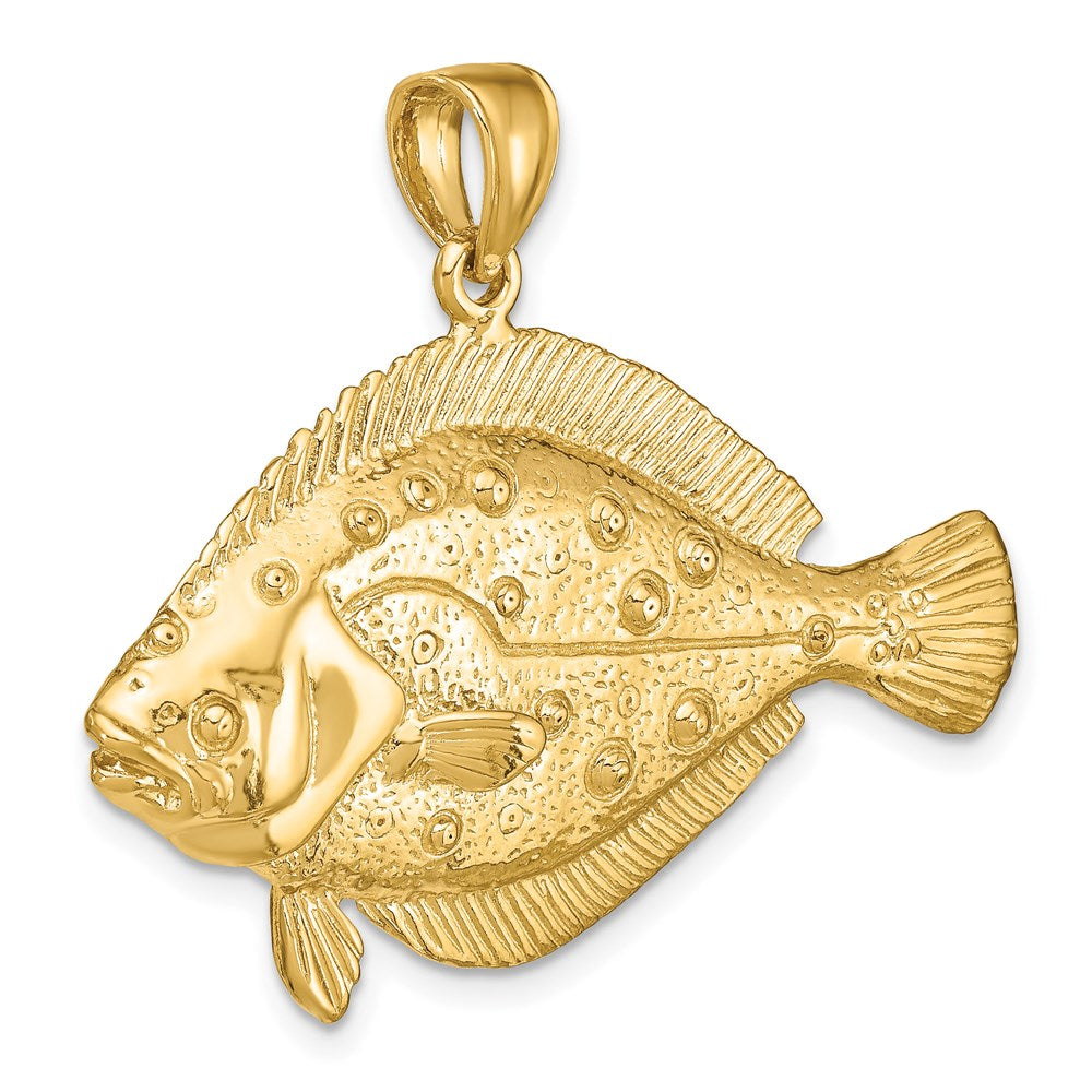 14K Gelbgold 3-D Flunder-Fisch-Charm