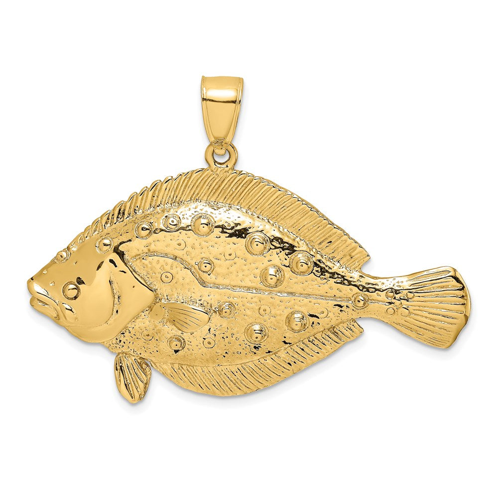 14K Gelbgold 3-D Flunder-Fisch-Charm