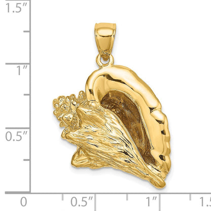 14K Gelbgold 3-D Conch-Muschel-Charm