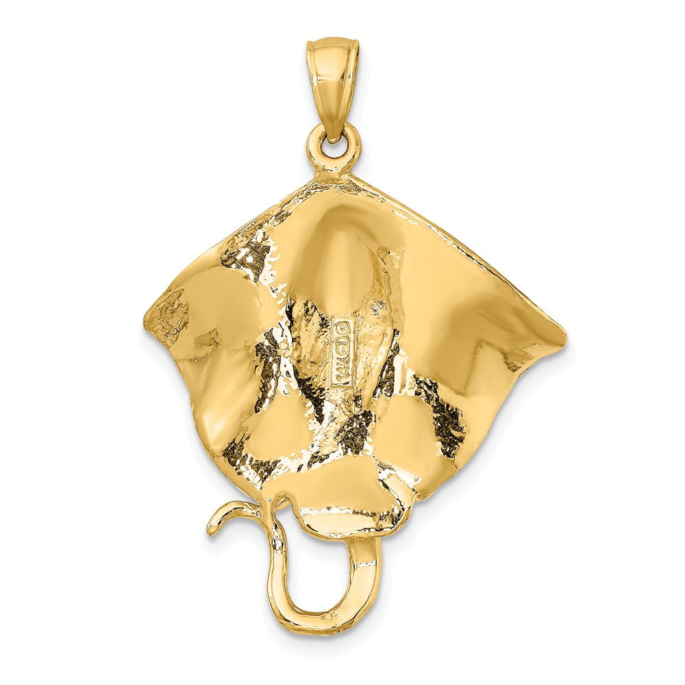 14K Gelbgold polierter Stachelrochen-Charm